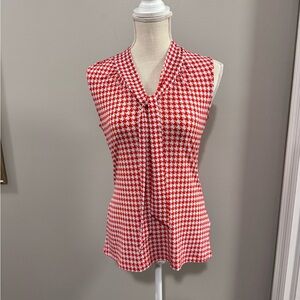 Women's  Banana Republic Burnt Orange/White Tie Front Fitted Blouse. Size Small